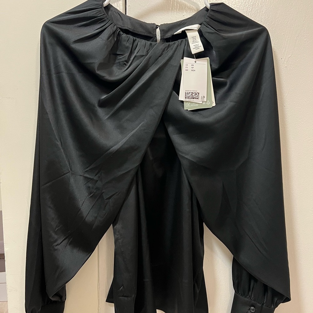 H&M MAMA Black Satin Blouse